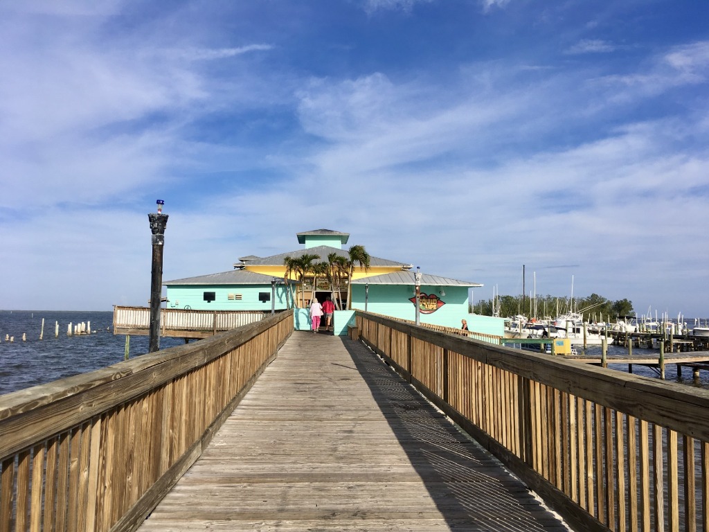 Squid Lips waterfront pier and restaurant exterior in Sebastian, Florida